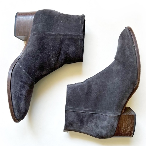 rag & bone WESLEY Suede Leather Gray Brown Ankle Boots Booties Stacked H… - Picture 3 of 14